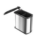 Bol.com Hailo Inbouw Prullenbak - 2x8 l - RVS - Zwart aanbieding