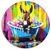 WallCircle® Wandcirkel 60x60 cm - Muurcirkel Ezel - Badkuip - Roze - Schuim - Muurdecoratie woonkamer - Wanddecoratie slaapkamer - Kamer decoratie accessoires - Ronde schilderijen