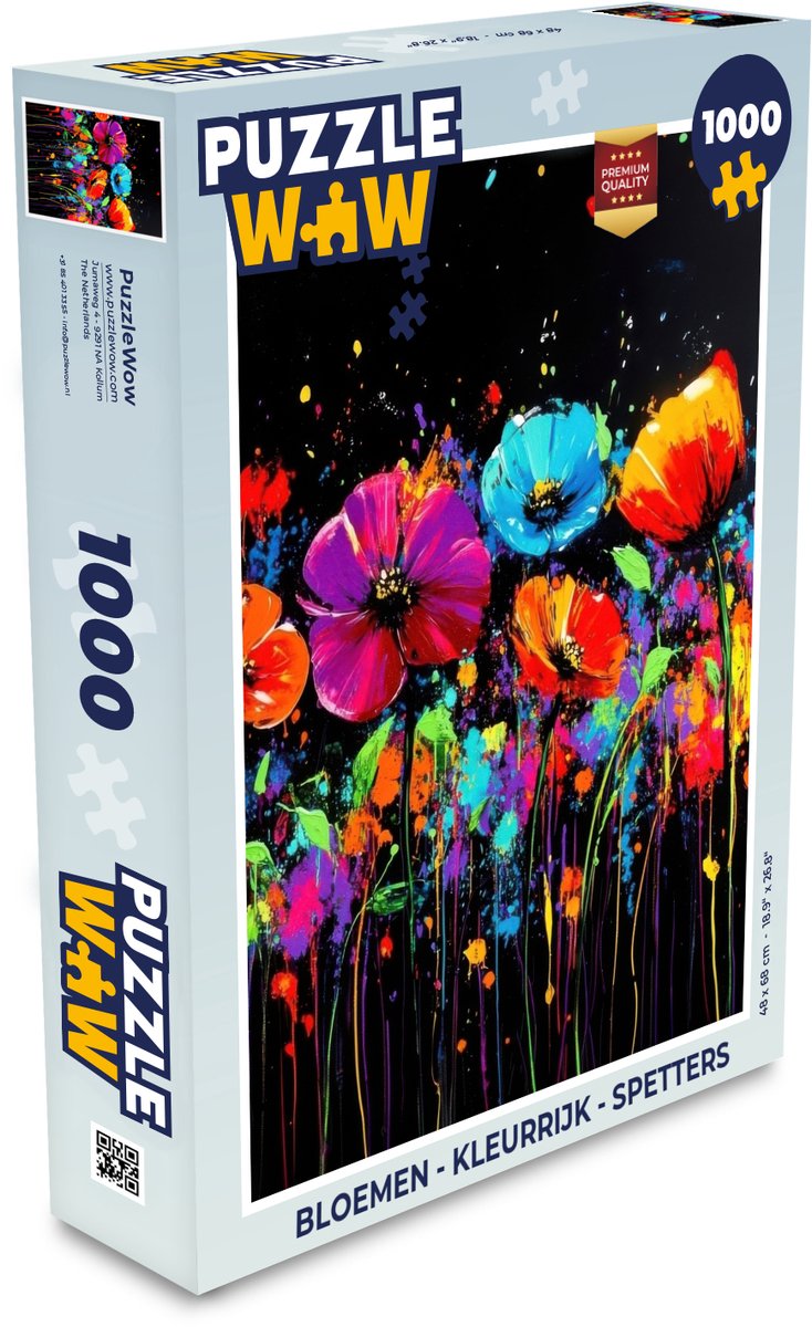 Puzzel Bloemen - Kleurrijk - Spetters - Legpuzzel - Puzzel 1000 stukjes volwassenen