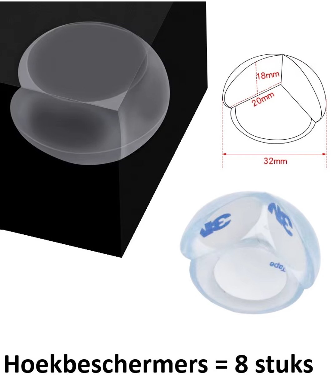 8 stuks Hoekbeschermers baby – Rond - Tafelhoek beschermers - Hoekbeschermer tafel - Transparant- Underdog Tech