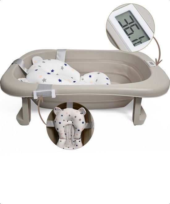 Bellettini opvouwbaar babybad – inclusief kussen – ingebouwde thermometer