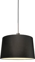 QAZQA Combi - Moderne Hanglamp met kap - 1 lichts - Ø 450 mm - Zwart - Woonkamer | Slaapkamer | Keuken