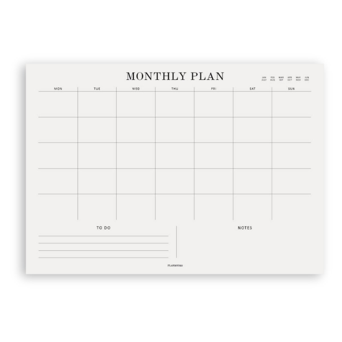 Planbooks - Maandplanner - Monthly Plan - Maandplanners - Notitieblok A4