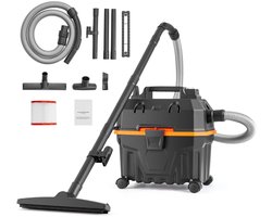 Nat/droogzuiger voor Werkplaatsen, 5 Pk, 15 L , Krachtige Zuig- en Blaasprestaties , Draagbaar met Hulpstukken , Ideaal voor Tapijten en Vuil , Lichtgewicht, Zwart