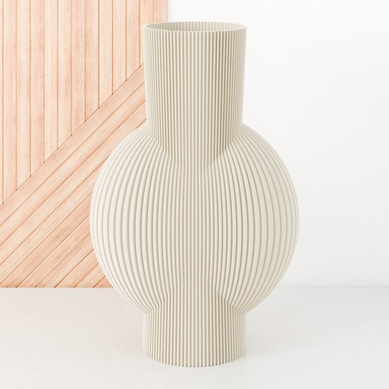 MUJUZE Set van 2 moderne keramische vazen, beige, mat wit, decoratie, woonkamer, slaapkamer, vaas voor pampasgras, decoratie, Nordic Modern