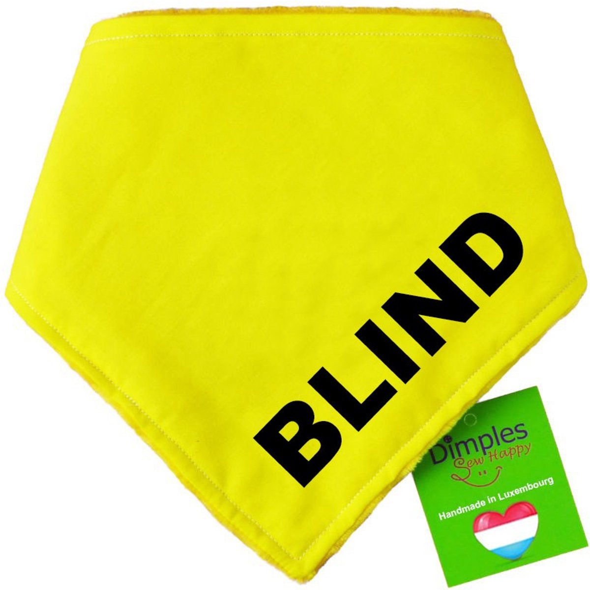 Blinde Hond bandana geel - DIMPLES 50cm L hondensjaal hondenbandana met comfortabele drukknopen