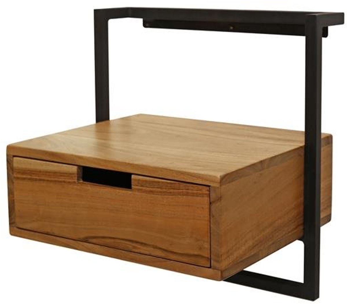 Zwevend Nachtkastje Industrieel Hout / Zwart (44 x 35 x 45 cm) - Nachtkastjes met Lade Hout - Houten Nachtkastje met Laden - Wandplank nachtkastje Lades Kastje badkamer - Bijzettafeltjes Woonkamer