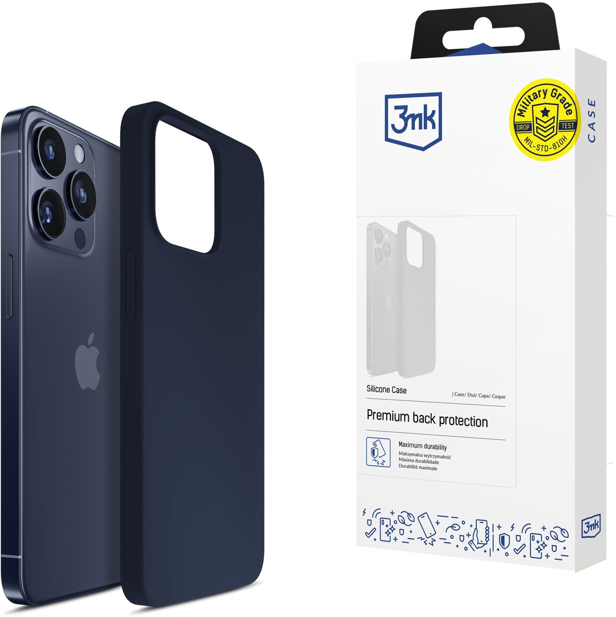 Apple iPhone 15 Pro - 3mk siliconen hoesje donkerblauw