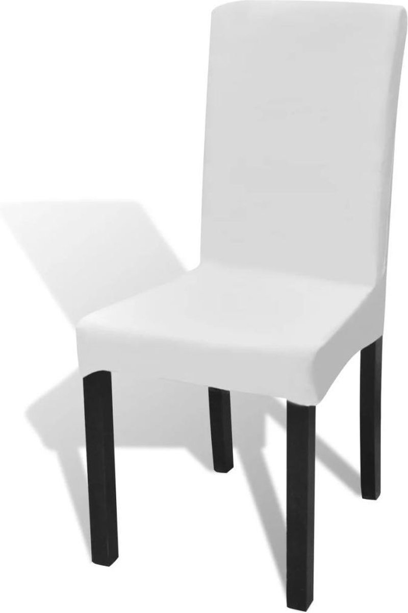 vidaXL 6 - st - Stoelhoezen - recht - stretch - wit
