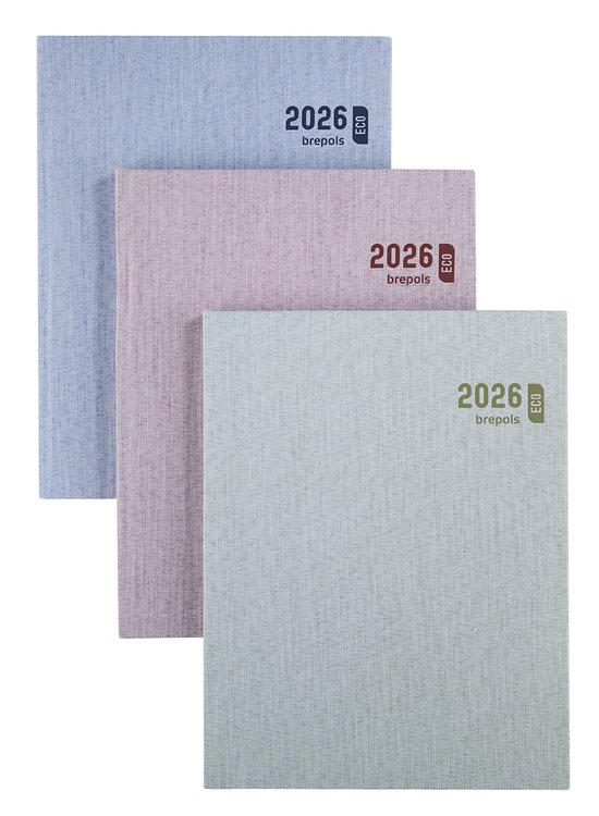 Brepols bureau agenda 2026 - TIMING [0.136] - TOILE OCEAN - Bureau agenda - 1 week op 2 pagina's - Weekoverzicht - Blauw - 17.1 x 22 cm