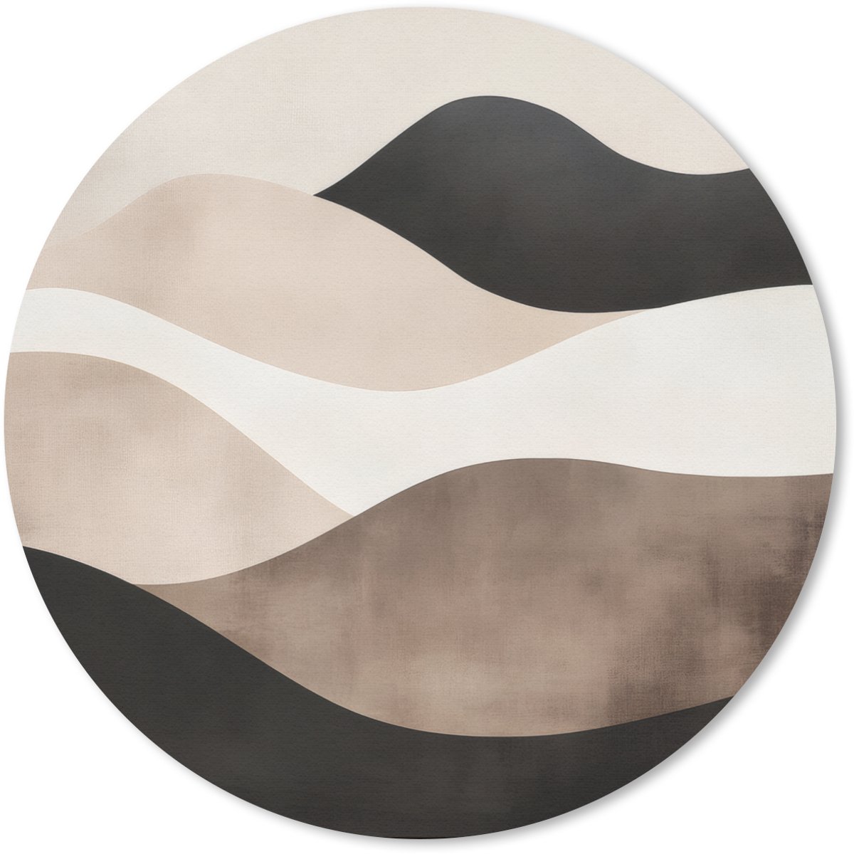 Muismat rond 20x20 cm - Mousepad Abstract - Landschap - Golven - Crèmekleur - Ronde muismatten