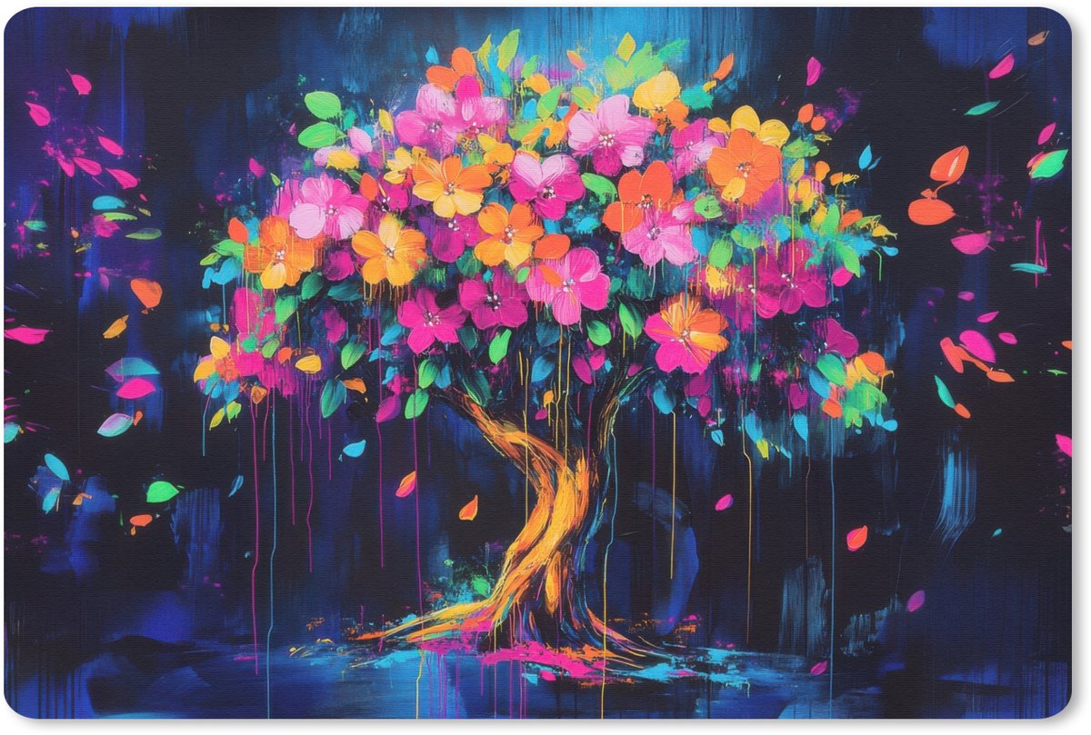 Muismat 27x18 cm - Mousepad Boom - Bloemen - Magisch - Gekleurde - Muismatten