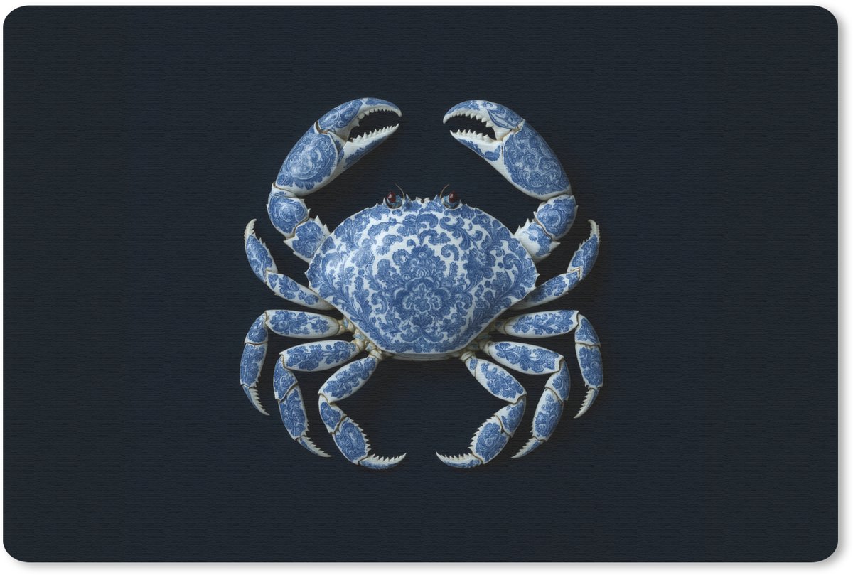 Muismat 27x18 cm - Mousepad Krab - Delfts blauw - Dieren - Muismatten