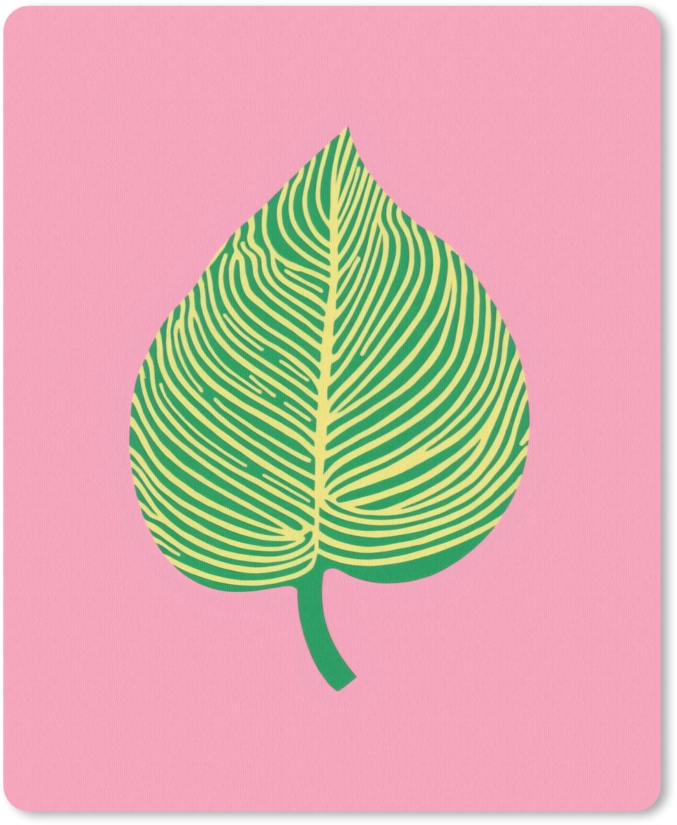 Muismat 19x23 cm - Mousepad Illustratie - Blad - Minimalistisch - Groen - Muismatten