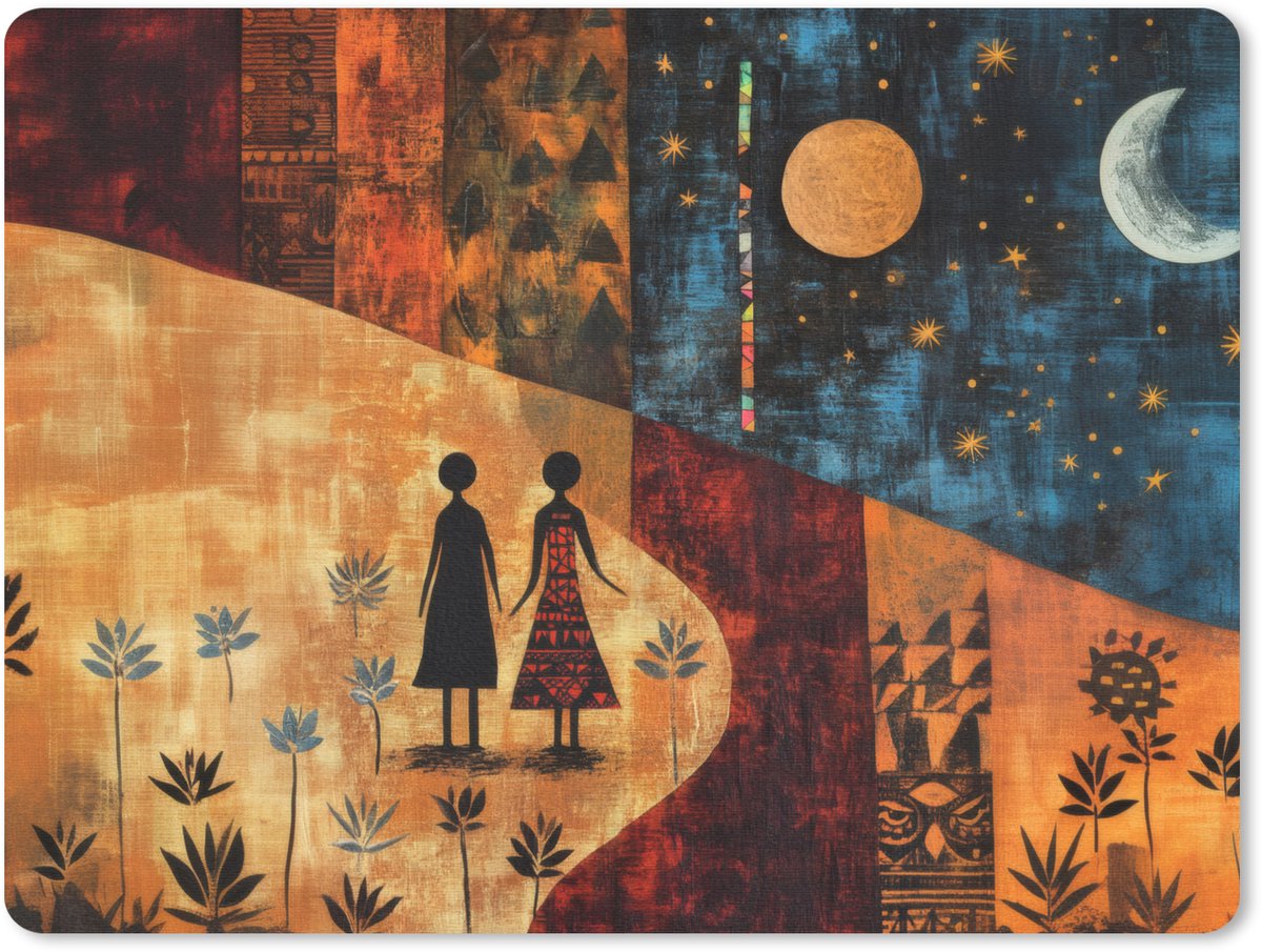 Muismat 23x19 cm - Mousepad Silhouetten - Abstract - Zon - Maan - Muismatten