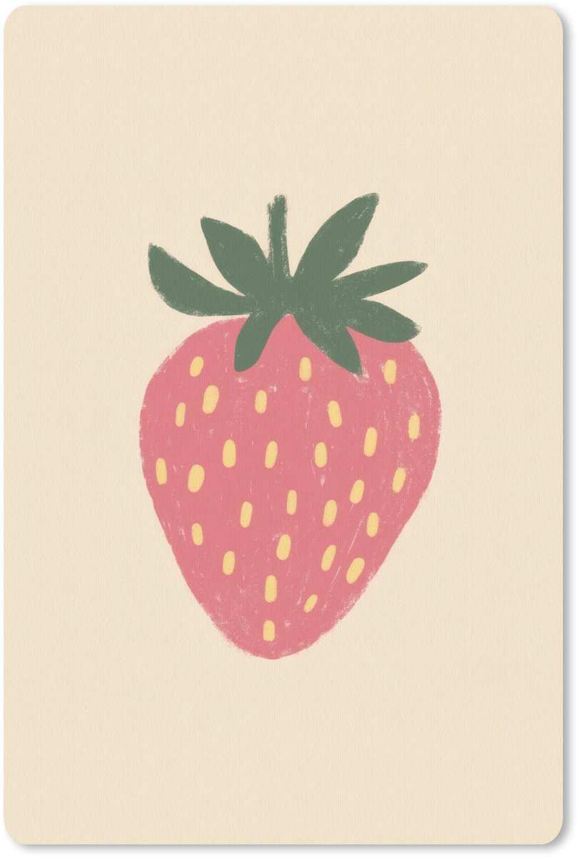 Muismat 18x27 cm - Mousepad Aardbei - Minimalistisch - Rood - Fruit - Muismatten