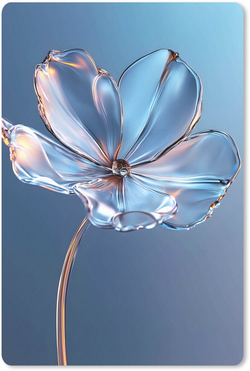 Muismat 18x27 cm - Mousepad Blauw - Bloem - Glazen - Sierlijk - Muismatten