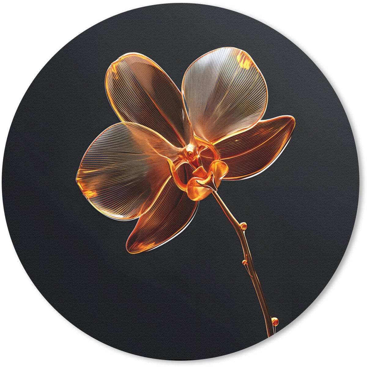 Muismat rond 40x40 cm - Mousepad Orchidee - Doorzichtig - Bloem - Ronde muismatten