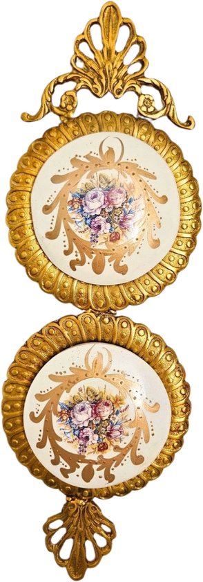 Décoration murale Vintage à double panneau floral – Couleur or – Handgemaakt – 39 x 13 cm – Saraya Abden
