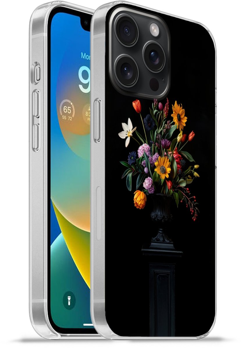 Telefoonhoesje Geschikt voor iPhone 15 Pro Max hoesje - Zonnebloemen - Boeket - Kleurrijk - Siliconen Telefoonhoesje Telefoonhoesje