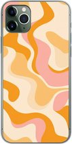 Telefoonhoesje Geschikt voor iPhone 11 Pro Max hoesje - Abstract - Golvend - Oranje - Siliconen Telefoonhoesje Telefoonhoesje