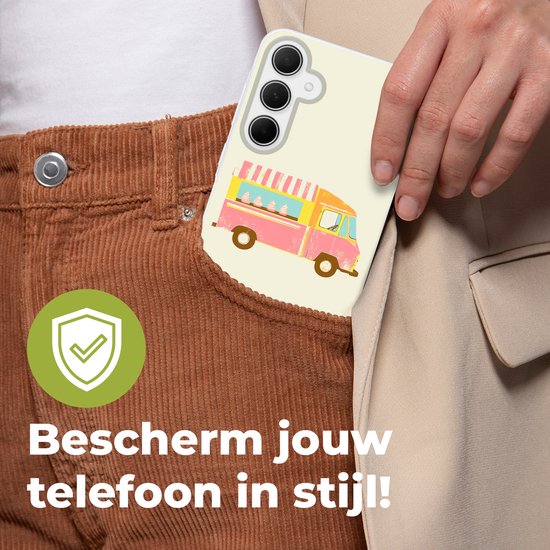 Telefoonhoesje Geschikt voor Samsung Galaxy A36 hoesje - Ijskar - Retro - Softijsjes - Roze - Siliconen Telefoonhoesje Telefoonhoesje