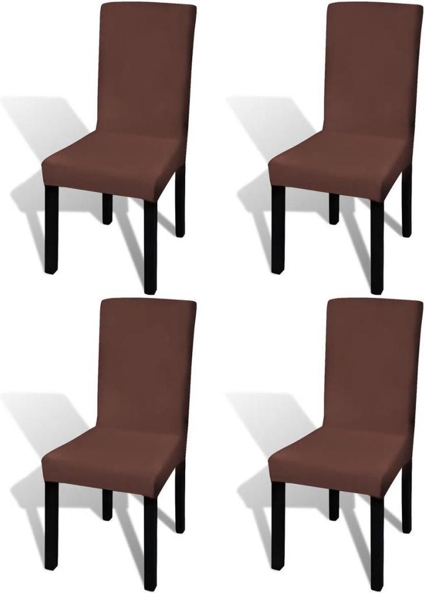 vidaXL Stoelhoezen - 4 - st - stretch - recht - bruin