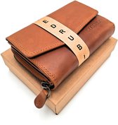 REDRUBI - UM/1-402 -DAMES LUXE LEREN- RITS PORTEMONNEE -MET RFID – BRUIN / COGNAC