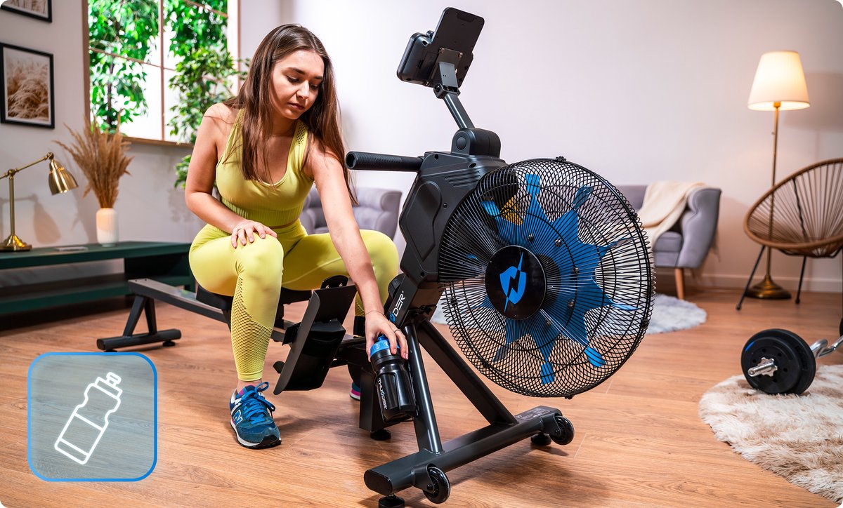 Afbeelding 3 van THUNDER® Roeitrainer | FLY | Magnetische + Luchtweerstand | Opklapbaar & Stil | Tot 150kg | LCD-scherm | Hartslagfunctie | Transportwielen | Full-body workout voor thuis |