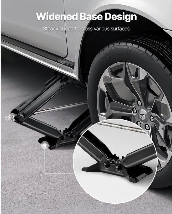 RV - Cric à ciseaux avec manivelle, pied et niveau à bulle (2 pièces) - Stabilisateur pour mise à niveau, hauteur de levage 103-595 mm, capacité de charge jusqu'à 2948 kg, robuste et durable