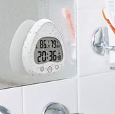 Réveil de douche - Horloge de douche - Minuteur de douche - Minuteur - Étanche - Klok pour la salle de bain - 11 cm de haut - Wit - Thermomètre - Avec ventouse - CHPN