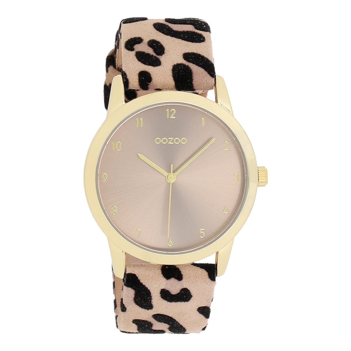 OOZOO Timepieces - Goudkleurige horloge met leren band - C11372