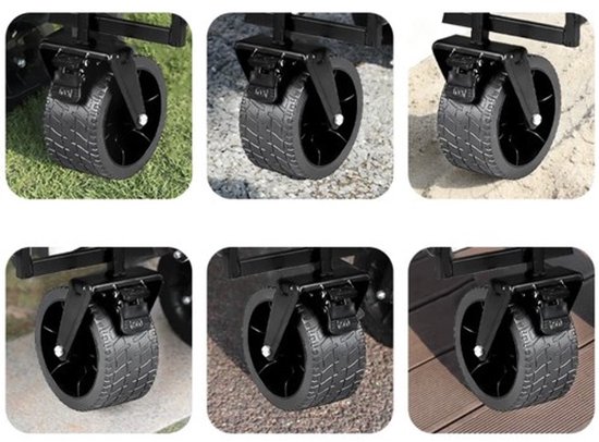 MOZY® - Bolderkar - Opvouwbaar - Brede Wielen - tot 100 kg - 58 x 60 x 84 cm - Zwart - met Rem - Verstelbare Hendel - Bolderwagen van MOZY — afbeelding 3
