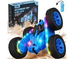 foto van Boncy® Bestuurbare RC Auto Offroad - 360 Stunt Blauw - Jongens Meisje Volwassenen - Speelgoed Binnen & Buiten - Afstandbestuurbaar Race Drift Car - Afstandsbestuurbaar Raceauto Accu - Stuntauto - Bestuurbaar Snel Elektrisch Autos Afstandsbediening