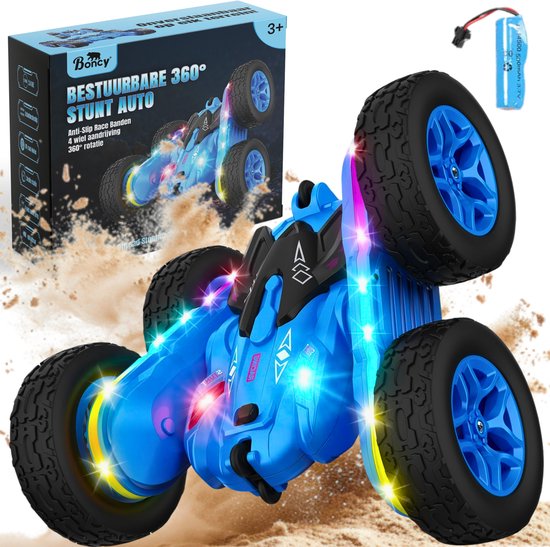 Boncy® Bestuurbare RC Auto Offroad - 360 Stunt Blauw - Jongens Meisje Volwassenen - Speelgoed Binnen & Buiten - Afstandbestuurbaar Race Drift Car - Afstandsbestuurbaar Raceauto Accu - Stuntauto - Bestuurbaar Snel Elektrisch Autos Afstandsbediening