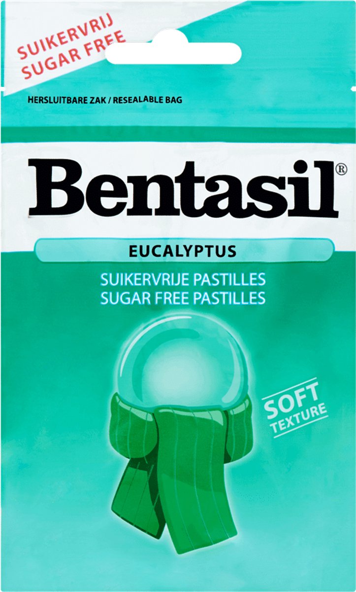 Goedkoopste Bentasil Eucalyptus - Suikervrije keelpastilles - 12 zakjes x 32gr