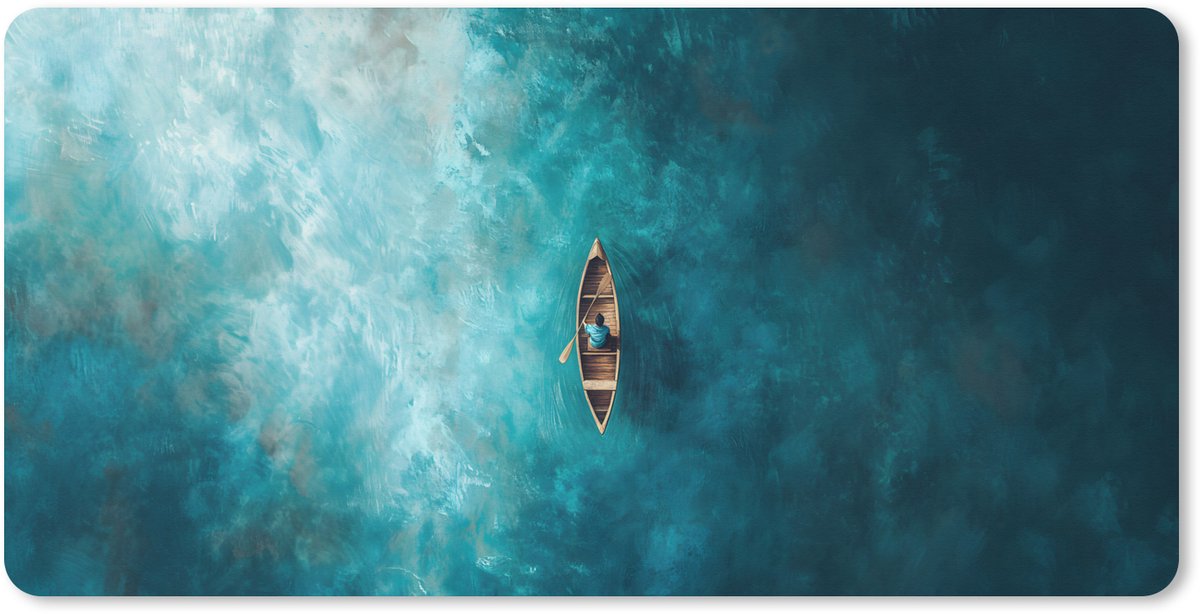 Muismat XXL 80x40 cm - Bureau onderlegger - Bureau mat Bootje - Water - Blauw - Bureaumat - Gaming mousepad xl - Bureaulegger groot - Computer deskmat
