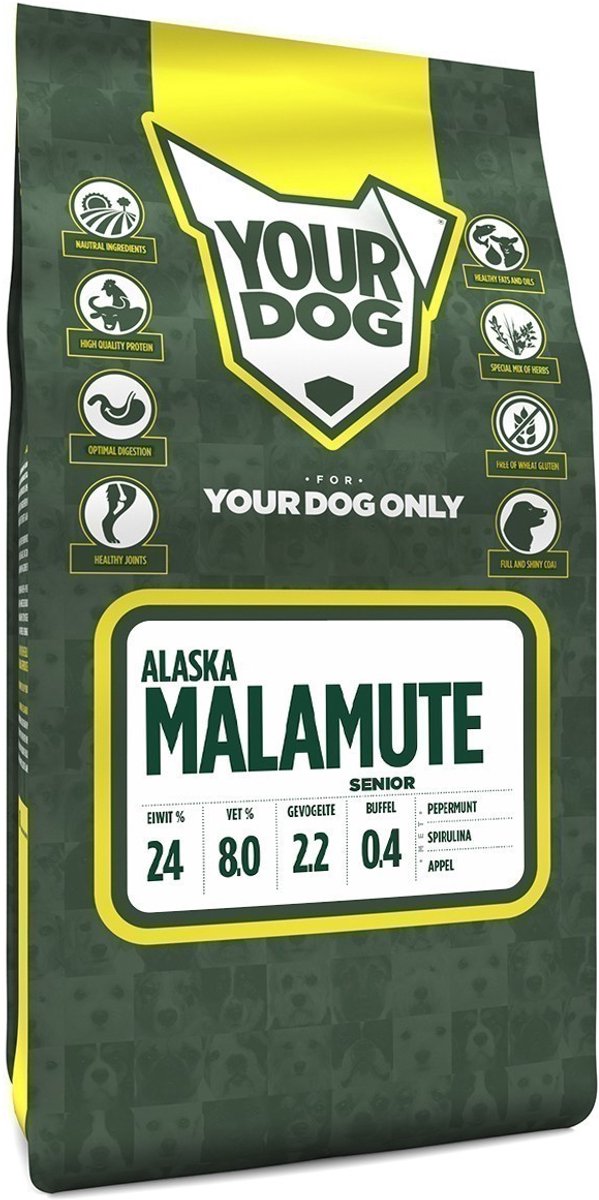 Hondenvoer Yourdog - Alaska Malamute Senior - Buffel, Kip, 3kg