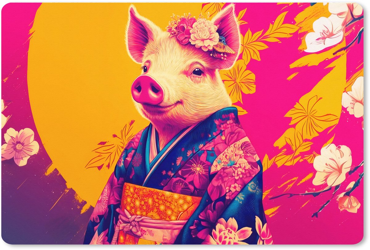 Muismat XXL 120x80 cm - Bureau onderlegger - Bureau mat Varken - Bloemkroon - Kimono - Abstract - Bureaumat - Gaming mousepad xl - Bureaulegger groot - Computer deskmat