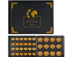 Dutchers® Muntenverzamelalbum – Verzamelmap Voor 300 Munten – Collectie opslag - Collector Bewaarmap - PU Leder – Zwart – Geschikt voor 2 Euromunten, Silver Dollars en Meer