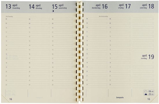 Brepols bureau agenda vulling 2026 - OPTIVISION LARGE [0.117] - VULLING - 1 week op 2 pagina's - Weekoverzicht - Gespiraleerd - Navulling - 17.1 x 22 cm