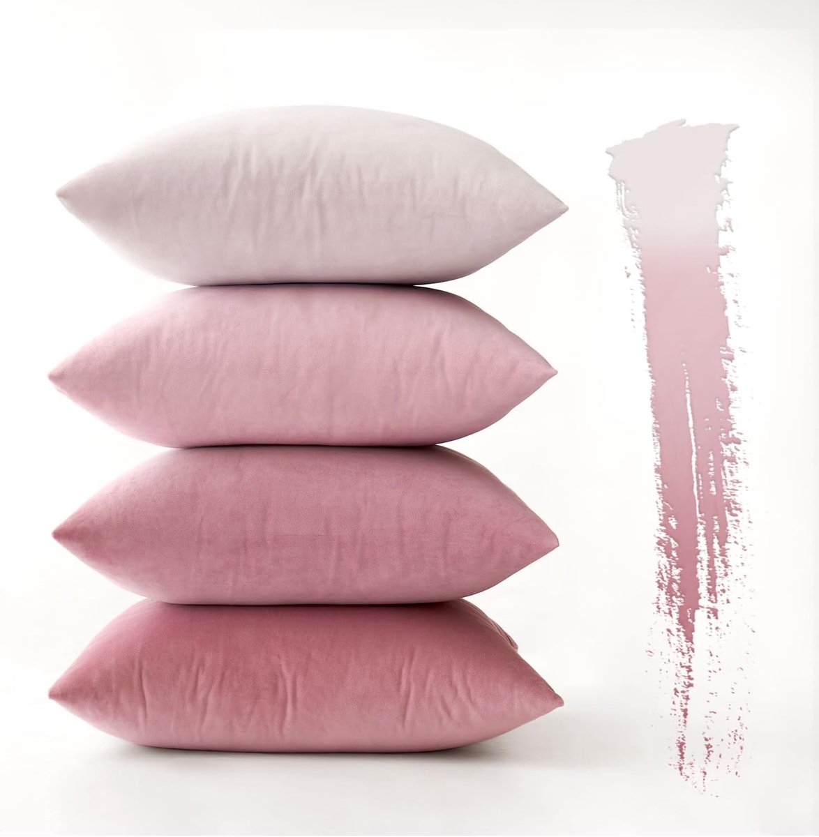 Ibenzoa Premium Velvet Cushion Set – 4 Pieces, 40 x 40 cm, Soft & Decorative roze