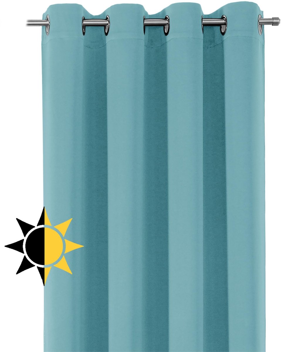 Ibenzoa® Groot Verduisterend Gordijn met Oogjes – Hemelsblauw, 140x245 cm