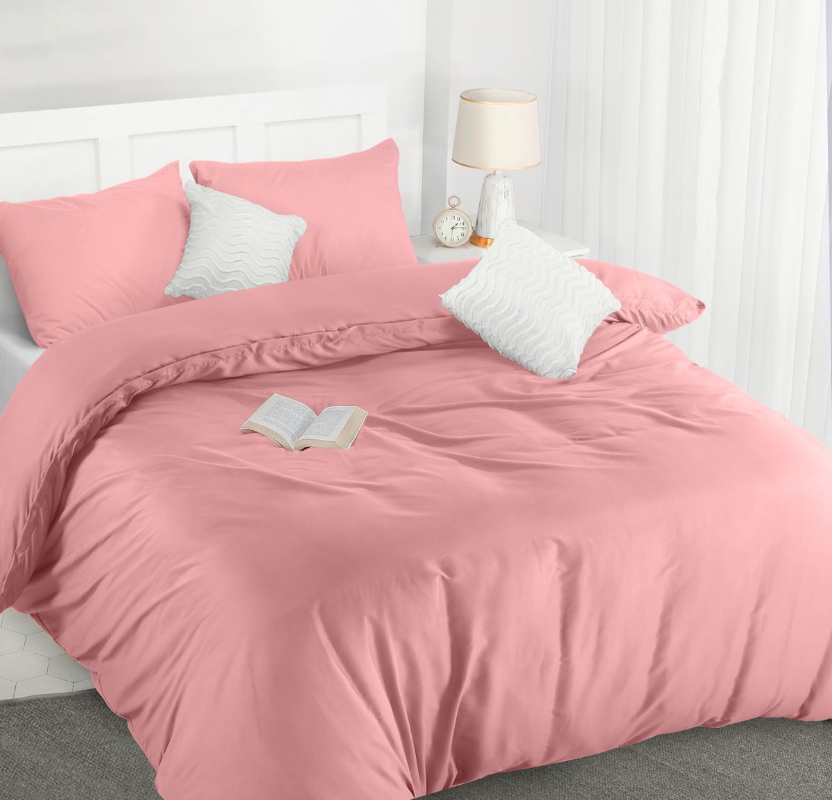 Ibenzoa Premium Microvezel Dekbedovertrekset – met 2 Kussenslopen – Zachte en Duurzame Bescherming roze