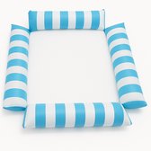 Dicadore - Waterhangmat Vierkant - Luchtbed Zwembad - Luchtmatras opblaasbaar - Lichtblauw/wit streep - Zwembad/Strand - Waterspeelgoed - Vakantie