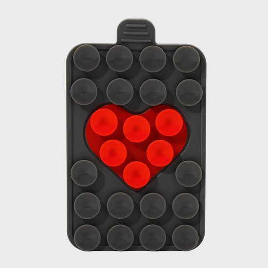 Sticky Bestie - double heart bestie grey/red | TikTok Trend | Telefoon Sticker met Zuignappen | Hands-Free Video’s Maken | Viraal Telefoon Accessoire
