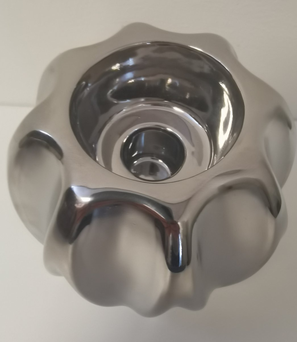Waxine houder - Kaars houder - Kandelaar- Zilver - Aardewerk - 10cm