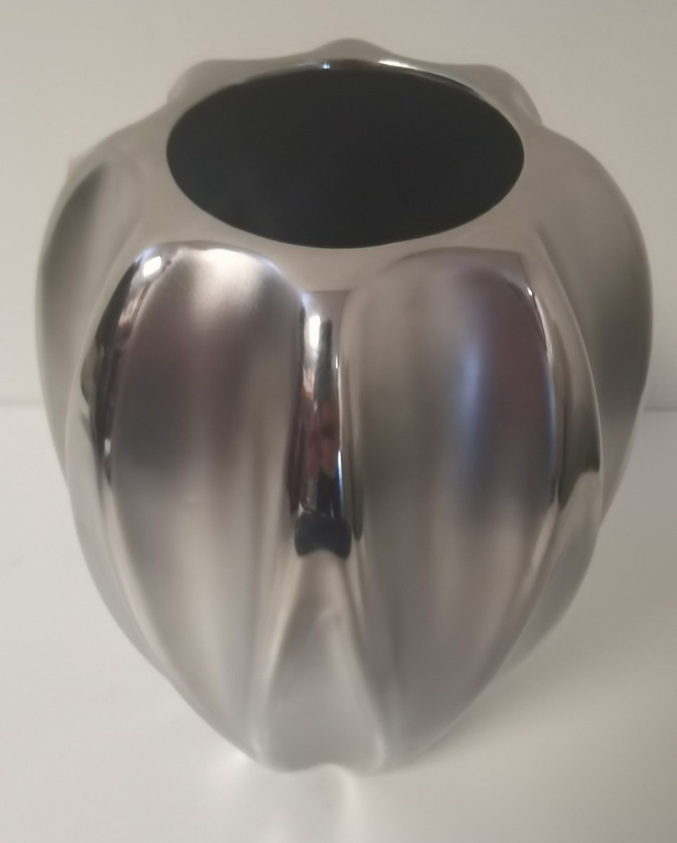 Vaas - Zilver - Aardewerk - 20cm - modern - Bloem gat Ø6.5cm
