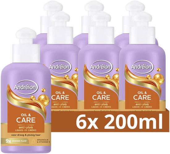 Andrélon Leave-in Haarcrème - Oil & Care - 6 x 200 ml