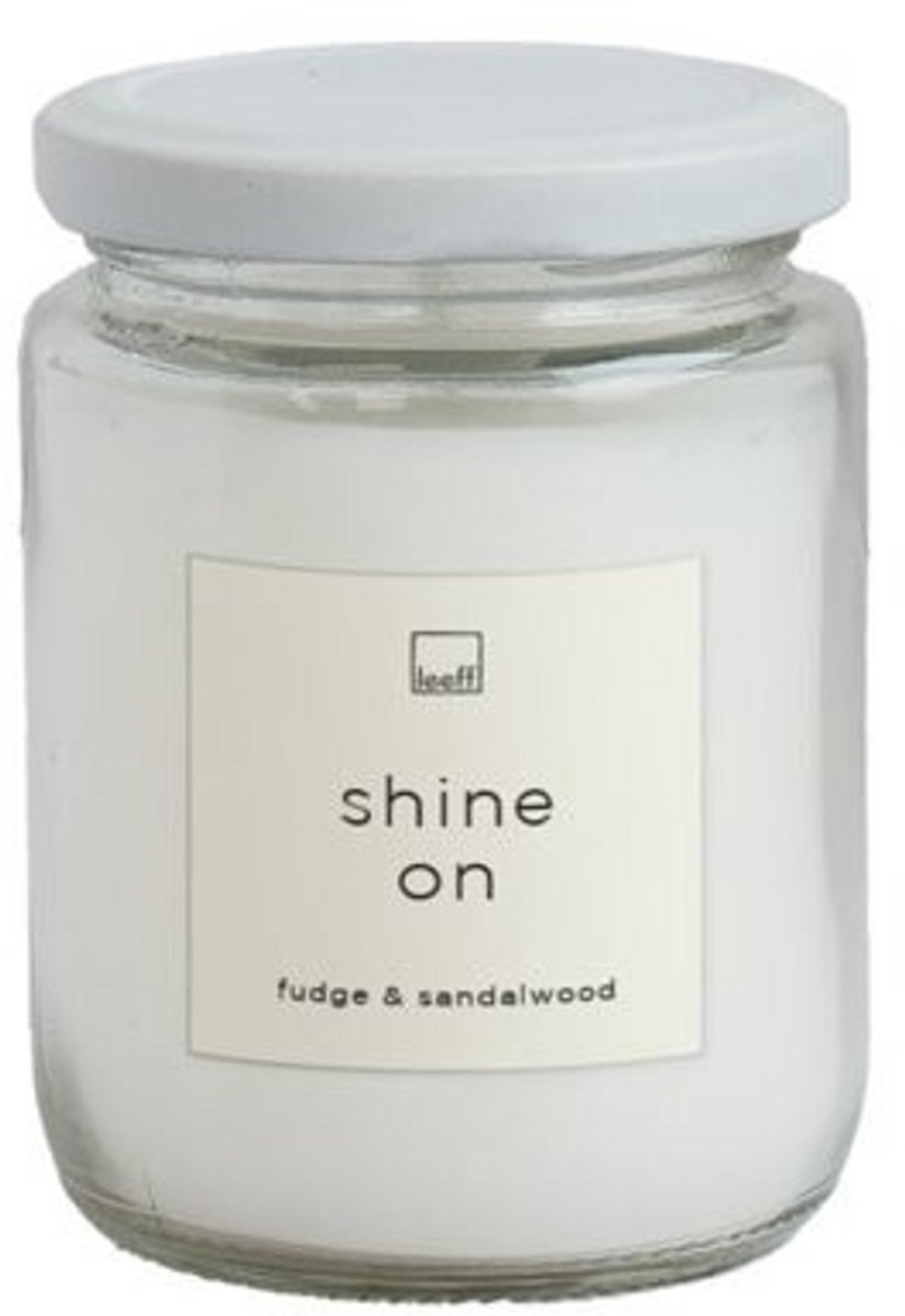 Leeff Geurkaars in bokaaltje - SHINE ON - Geur: Fudge & Sandelwood - 6,7 cm x 9 cm - wit
